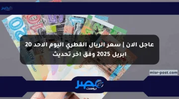 عاجل الآن | سعر الريال القطري اليوم الأحد 20 أبريل 2025 وفق آخر تحديث